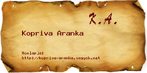 Kopriva Aranka névjegykártya